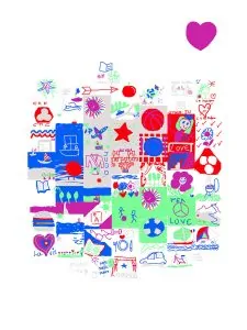 Toutes les idées de dessins reçus pour une fresque hybride à distance par aNa pour composer un fond coopératif