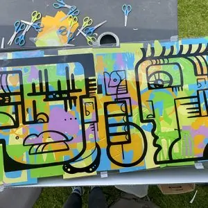 Petite fresque team building éco-responsable My Art Box terminée à Lyon animée par Christophe Chazot