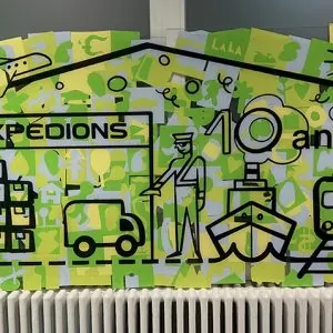 Le résultat exposé à la suite de l'animation fresque anniversaire entreprise à Genève