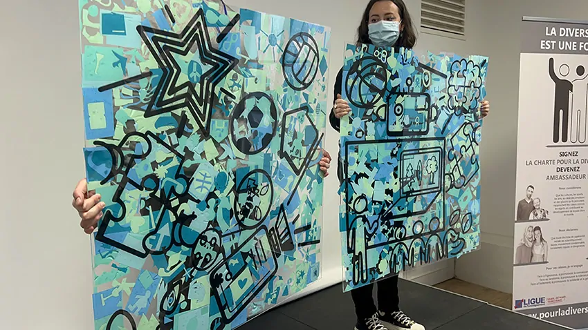 La révélation de la fresque intégration éco-responsable My Art Bpx de Poitiers pour 100 formateurs de différentes régions qui ne se connaissent pas.