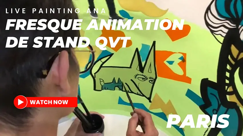 La vignette de la vidéo fresque QVT en animation de stand salon QVT à Paris