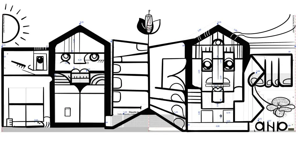 La création spéciale et sur mesure de aNa artiste pour la fresque du team building pour architectes à Paris