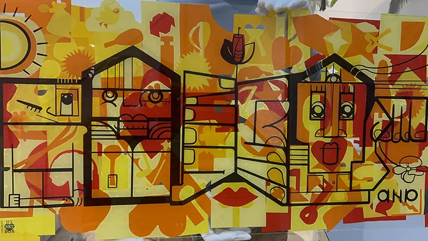 La Fresque de aNa artiste pour le team building pour architectes à Paris une fois achevée et complétée par toutes les idées des participants