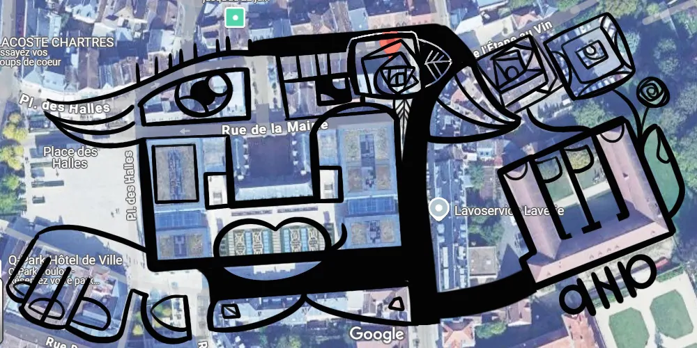 La création artistique de aNa depuis plan de du quartier pour fresques éco-responsables pose de première pierre à Chartres