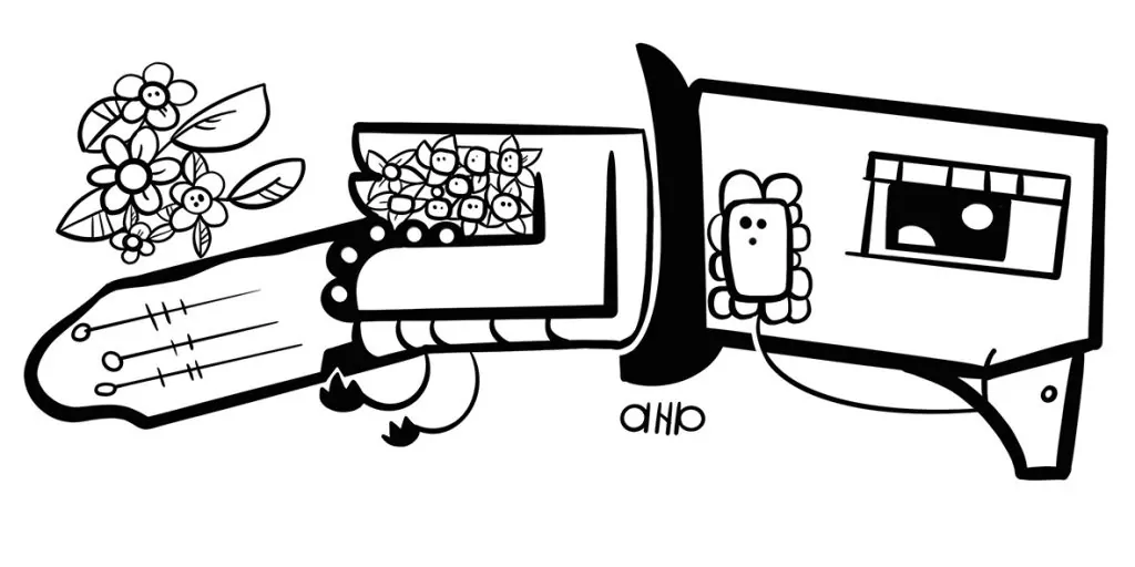 Le Dessin noir de aNa artiste depuis le plan de bâtiment pour une des fresques éco-responsables en pose de première pierre à Chartres imprimé sur plexiglas