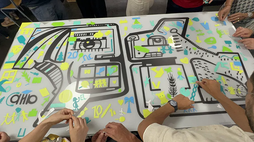 L'évolution de la fresque pour formateurs à Rouen lors du team building éco-responsable My Art Box