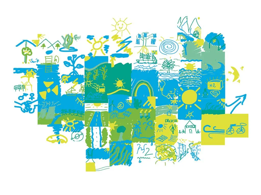 Le fond composé par aNa artiste avec les dessins des participants à la fresque digitale à Lyon dessinée en live