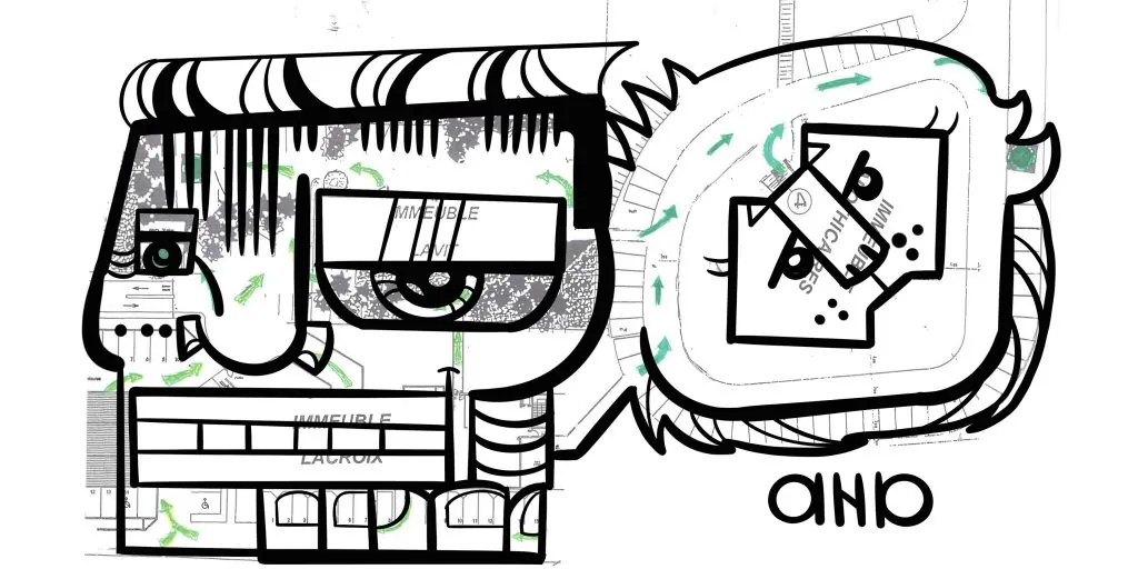 La fresque noir et blanc de aNa pour l'œuvre collective éco-responsable à Montpellier