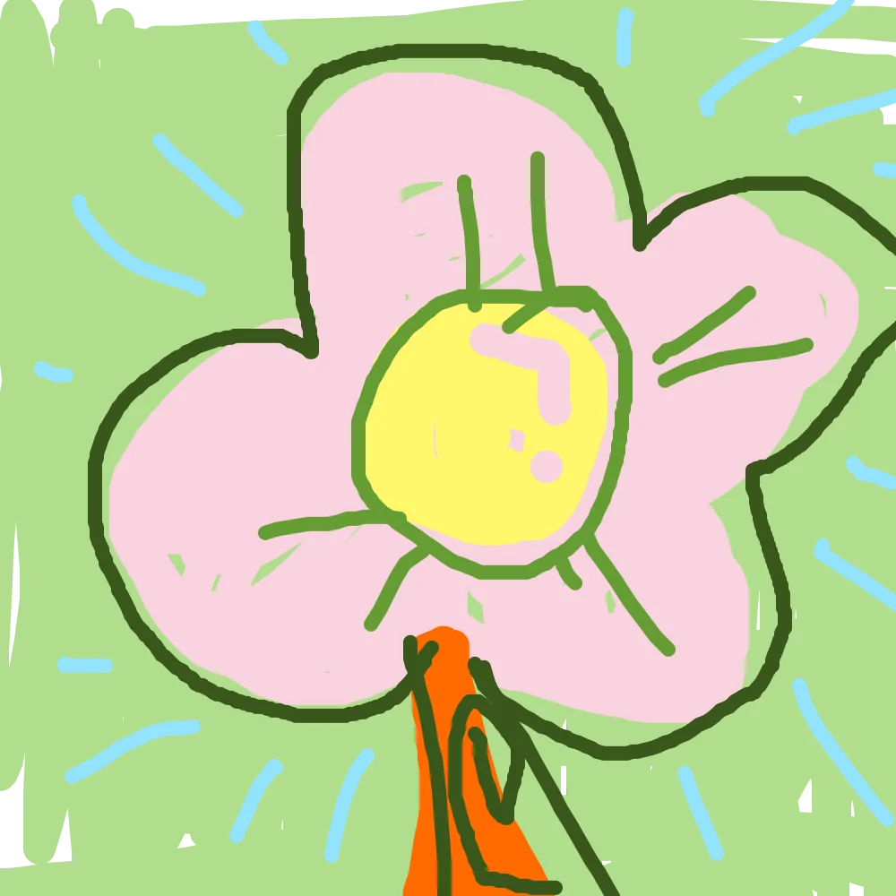 Une fleur rose en animation Land art digital dessinée sur l'application My Art Box