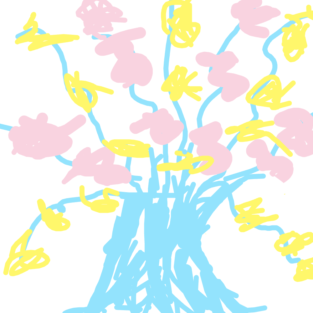 Dessin d land art digital rose bleu jaune