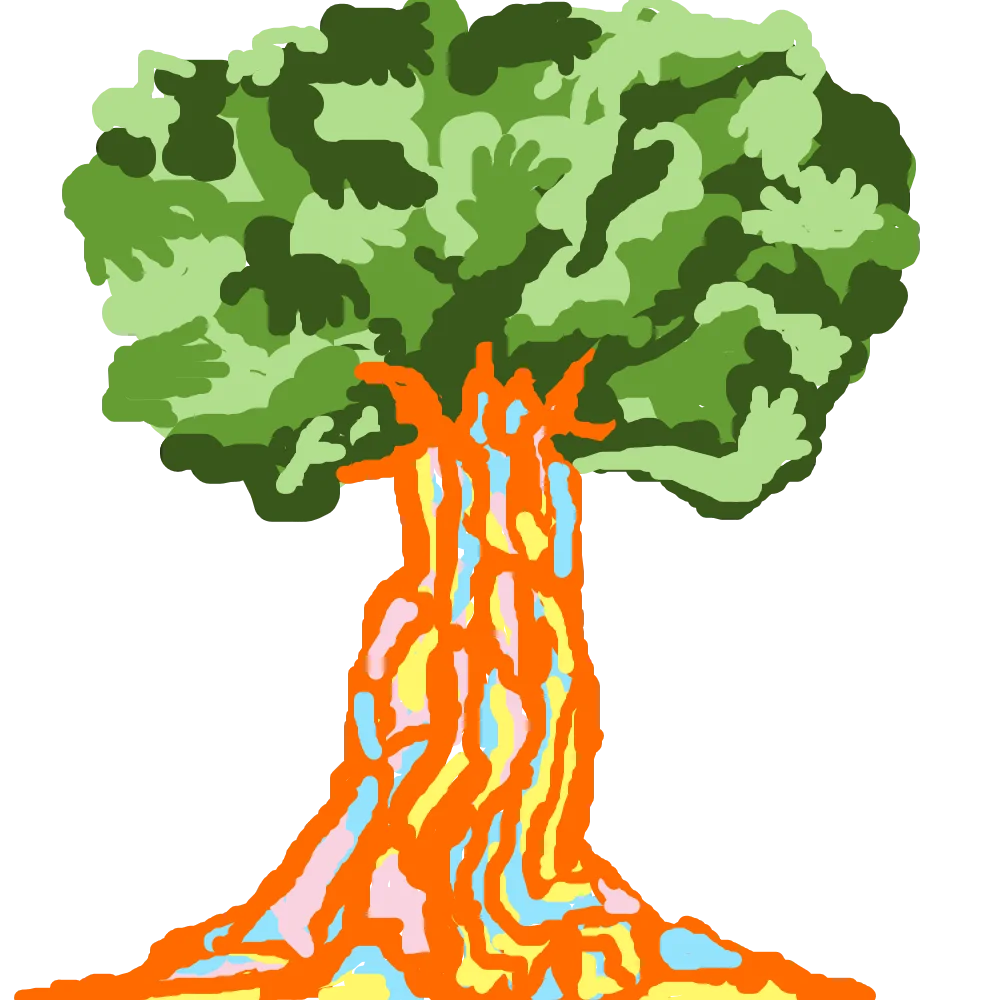 Du land art digital arbre en mains de cohésion conçu sur un smartphone avec l'application Digital Mural de My Art Box lors d'un team building