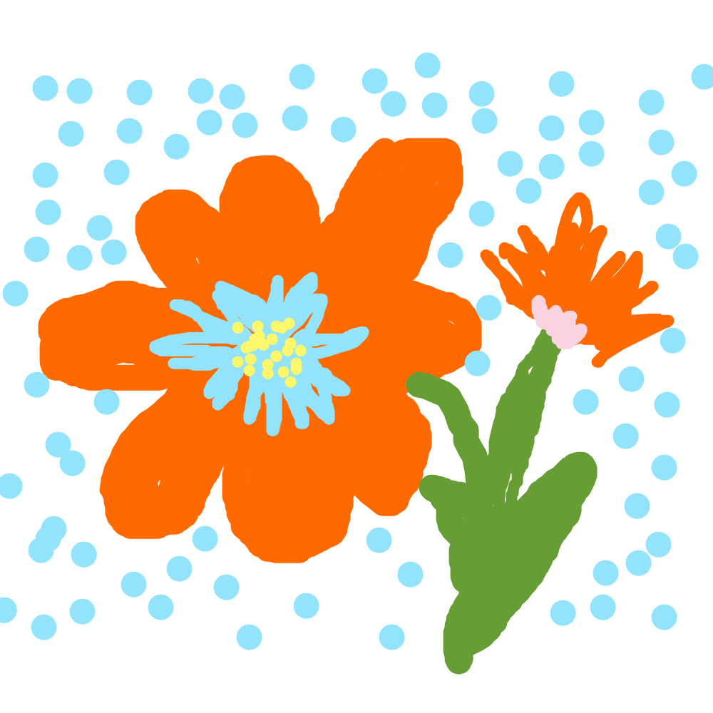 Un exemple de Land art digital sous la forme de fleurs oranges